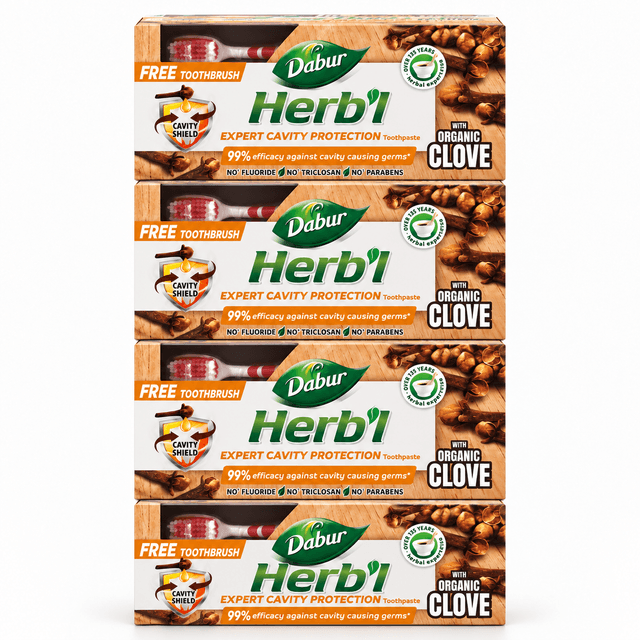 Dabur Herbal Clove Toothpaste 4X100Gm +2Tb 63% Off