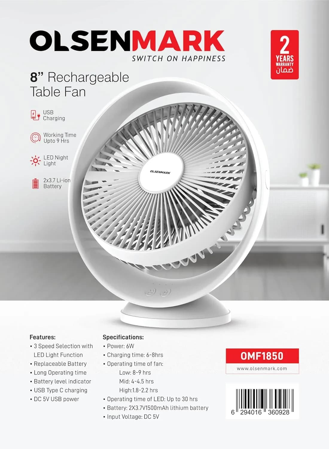 Olsenmark Omf1850 Rech Mini Fan