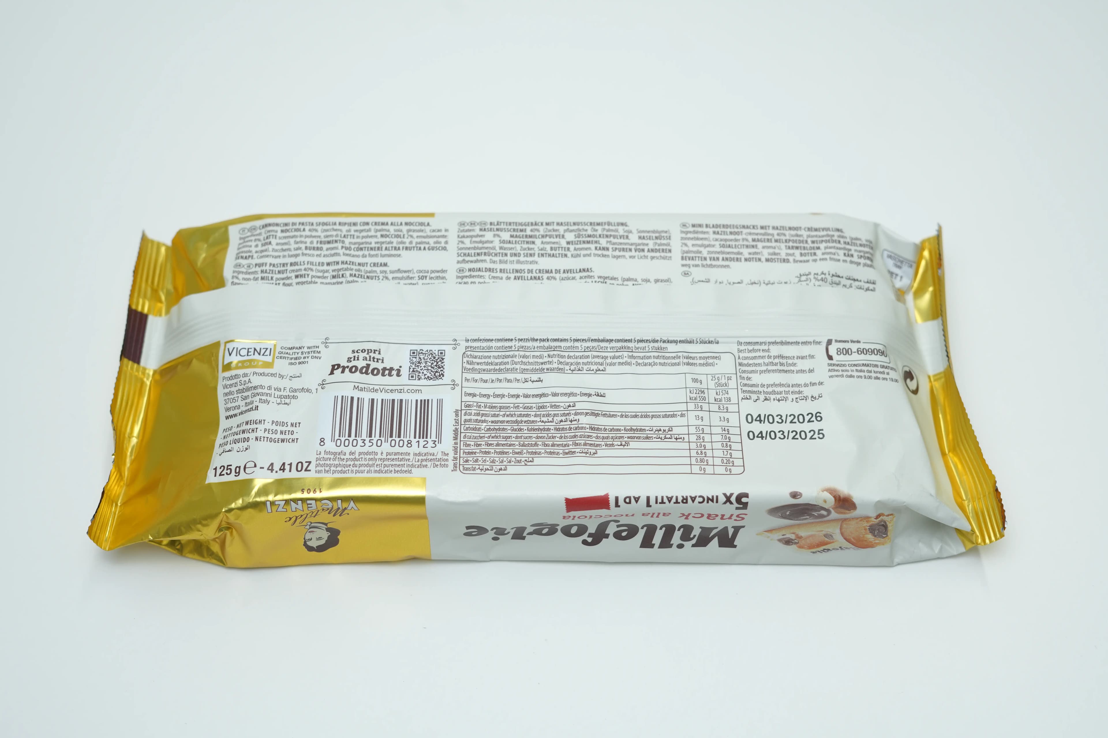 Vicenzi Mini Snacks Hazelnut Cream 125 g